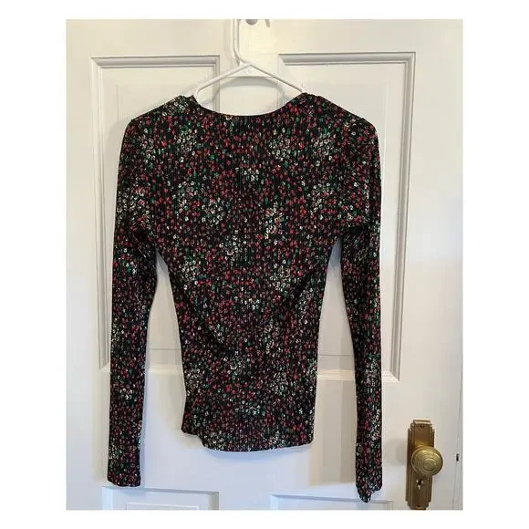 & Other Stories Stockholm Atelier Dark Floral Printed V Neck Long Sleev Top 2 XS - Picture 2 of 10